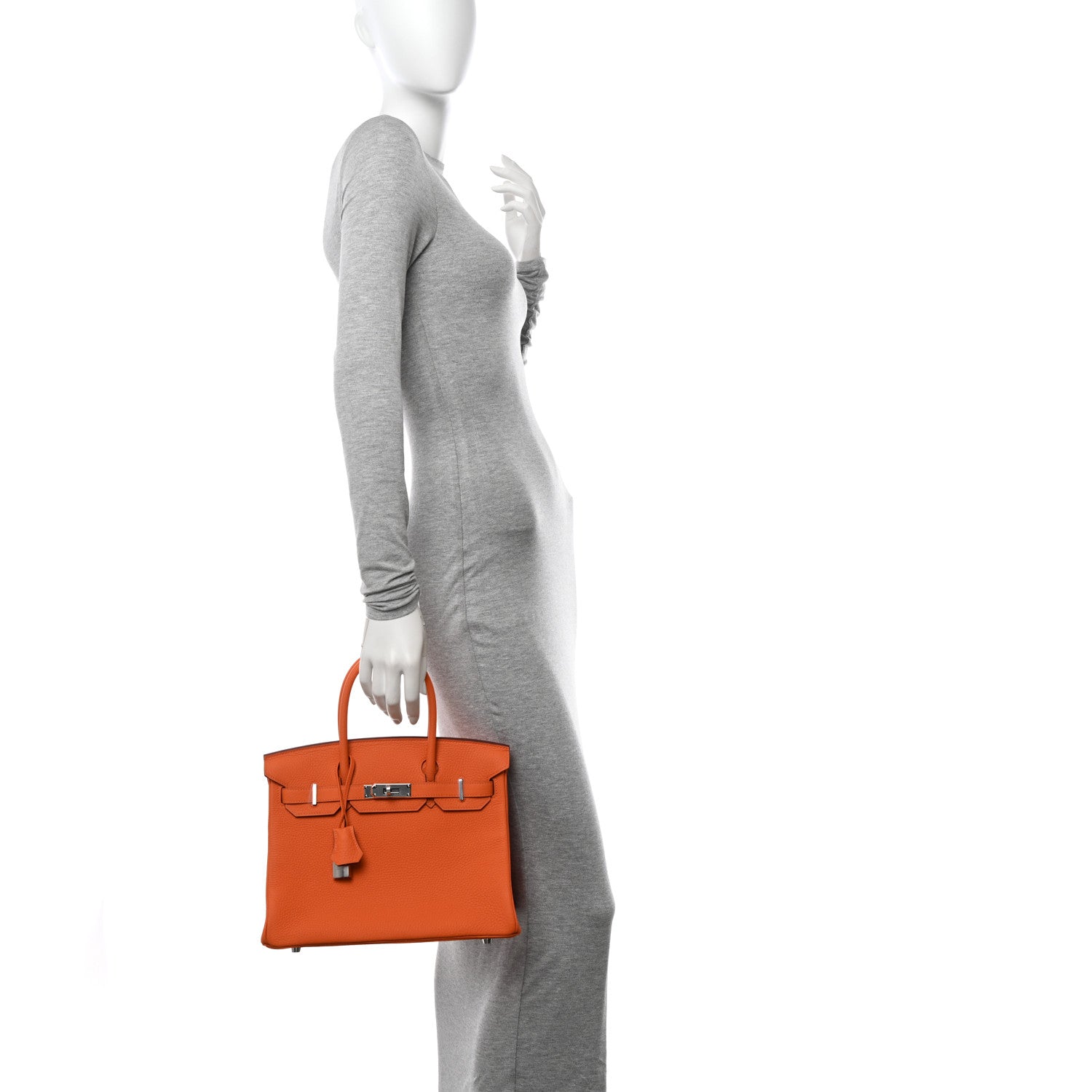 Hermes Taurillon Clemence Birkin 30 Orange 2 of 12