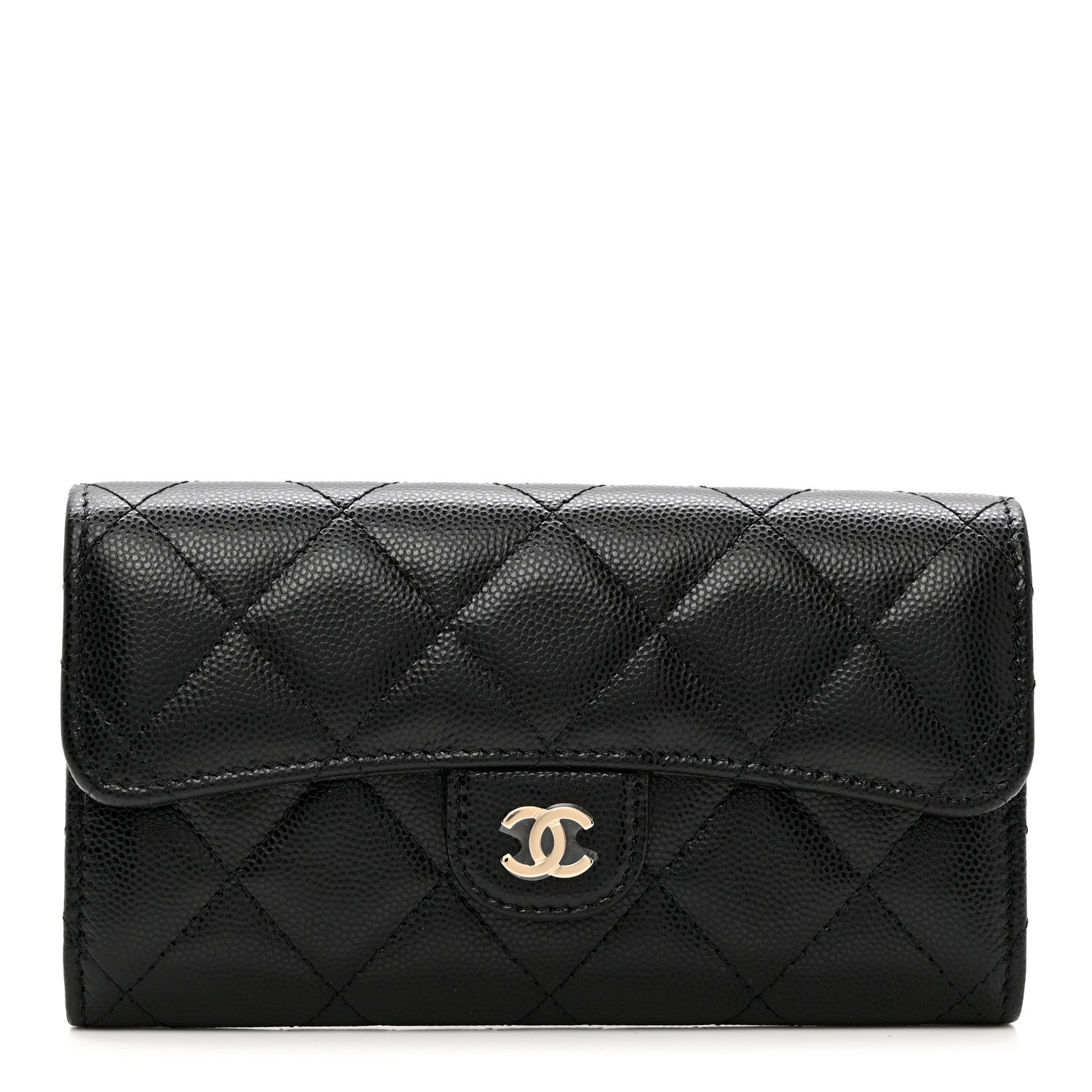 Chanel Caviar Quilted Medium Gusset Flap Wallet Black 1 of 9