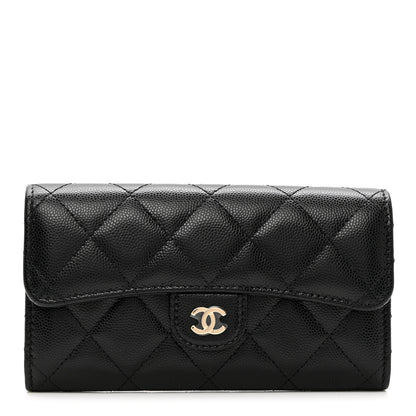 Chanel Caviar Quilted Medium Gusset Flap Wallet Black 1 of 9