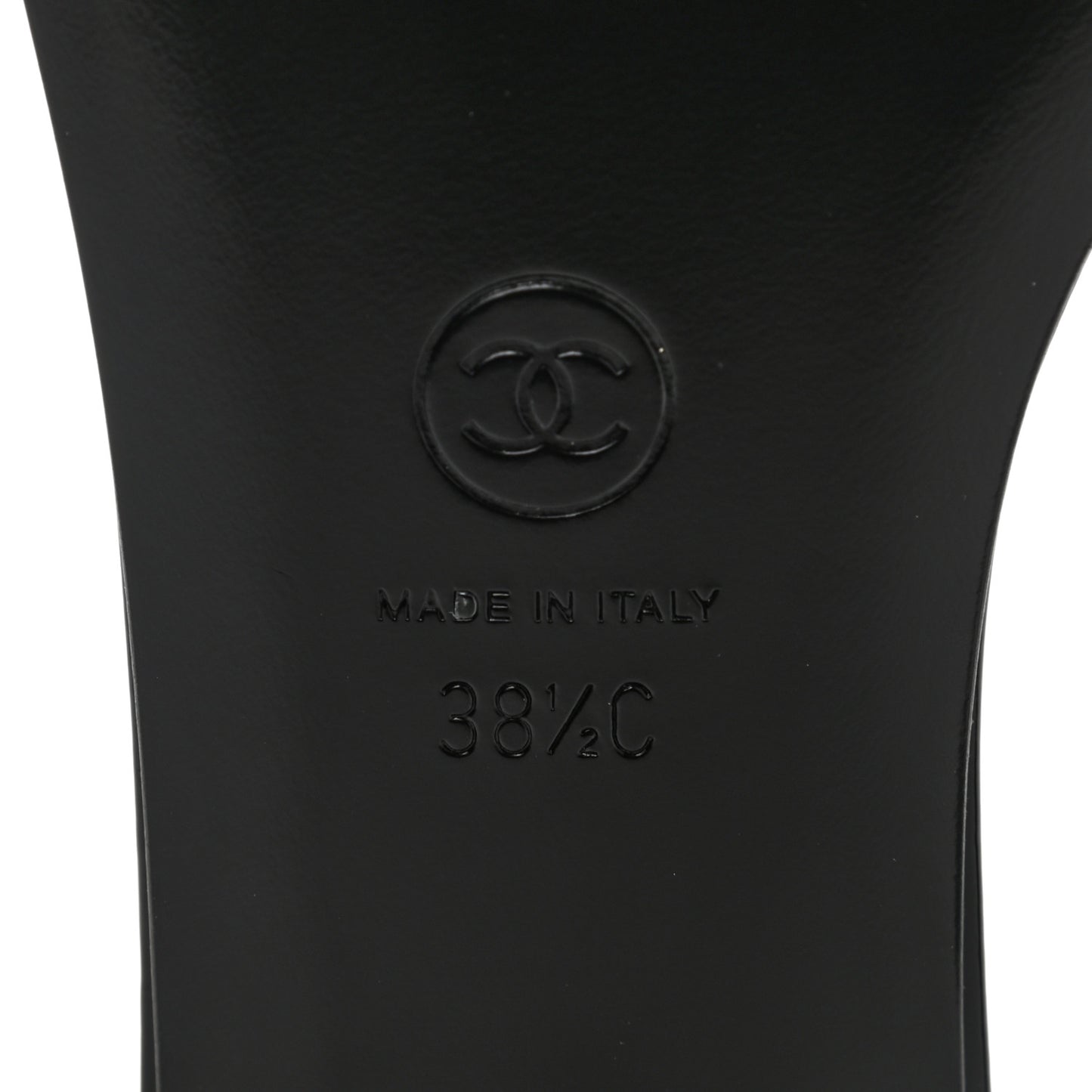 Mesh Patent Calfskin CC Mules 38.5 Black