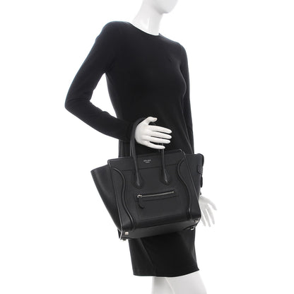 Celine Drummed Calfskin Micro Luggage Black 2 of 7