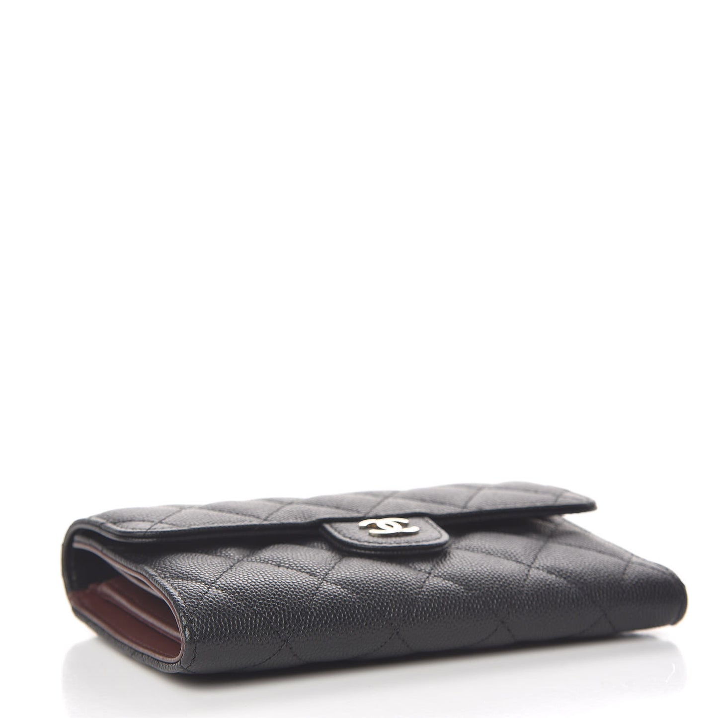Caviar Quilted Medium Flap Wallet Black