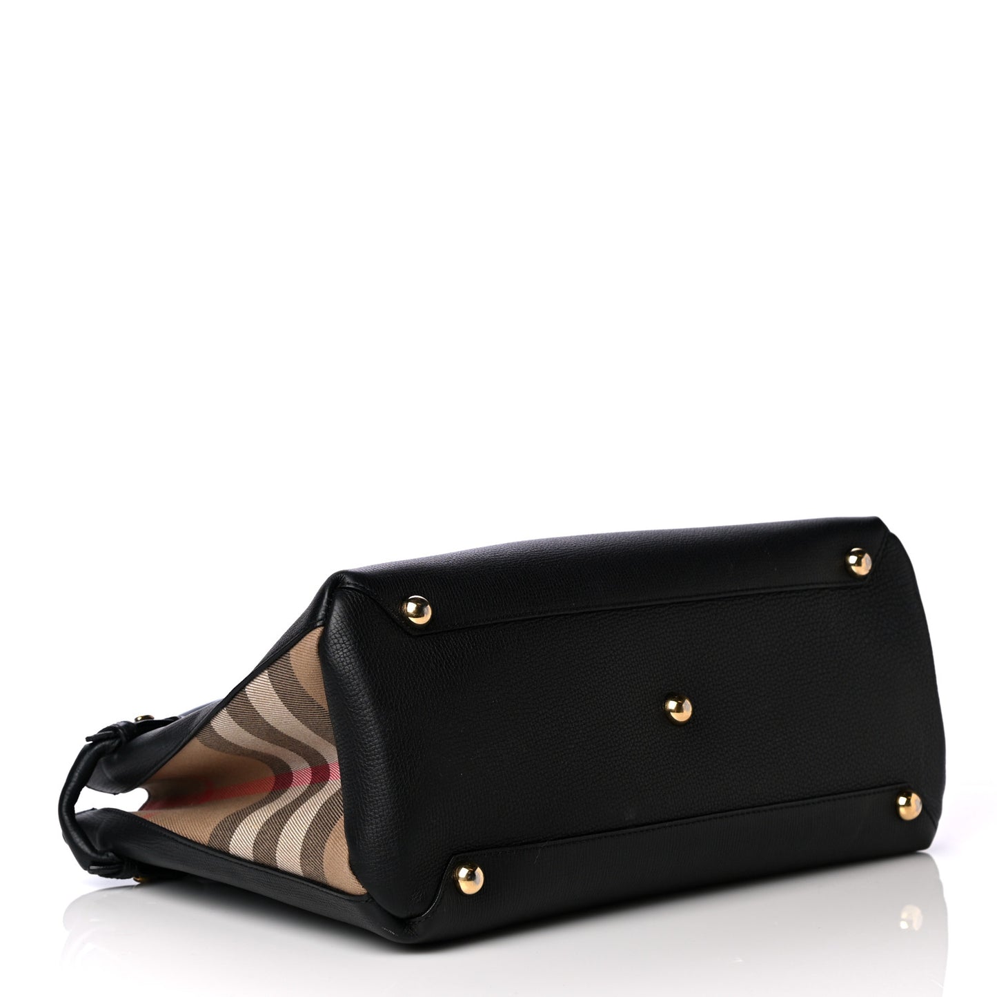 Grainy Calfskin House Check Medium Banner Tote Black