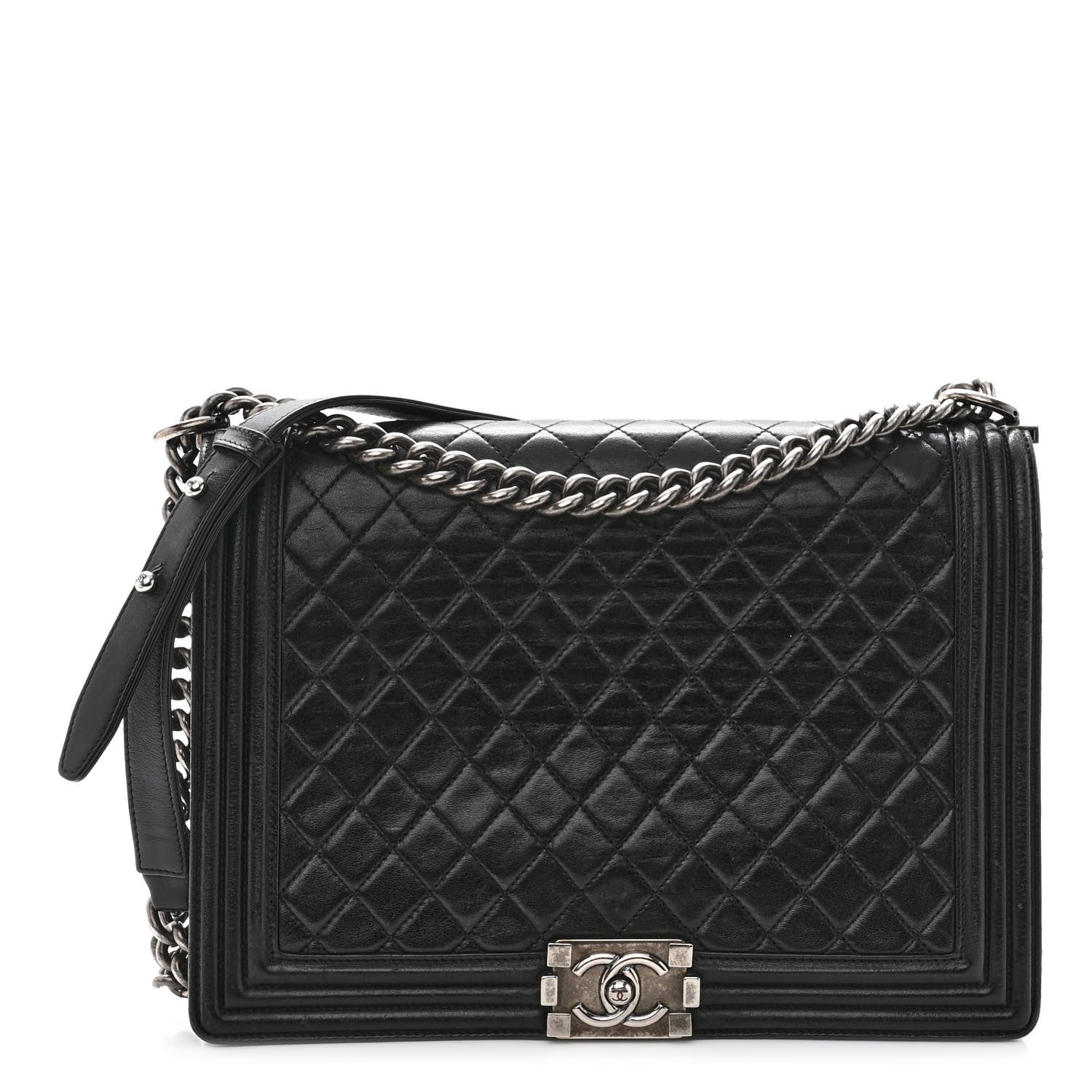 Chanel Lambskin Quilted Large Boy Flap Black 1 of 10