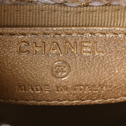 Chanel Tweed Mini Bucket Drawstring Bag White Gold 6 of 11