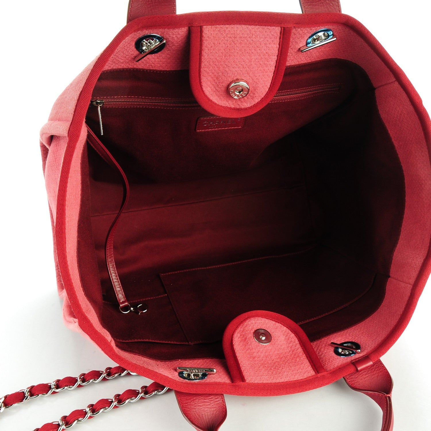 Chanel Canvas Large Deauville Tote Red 5 of 8
