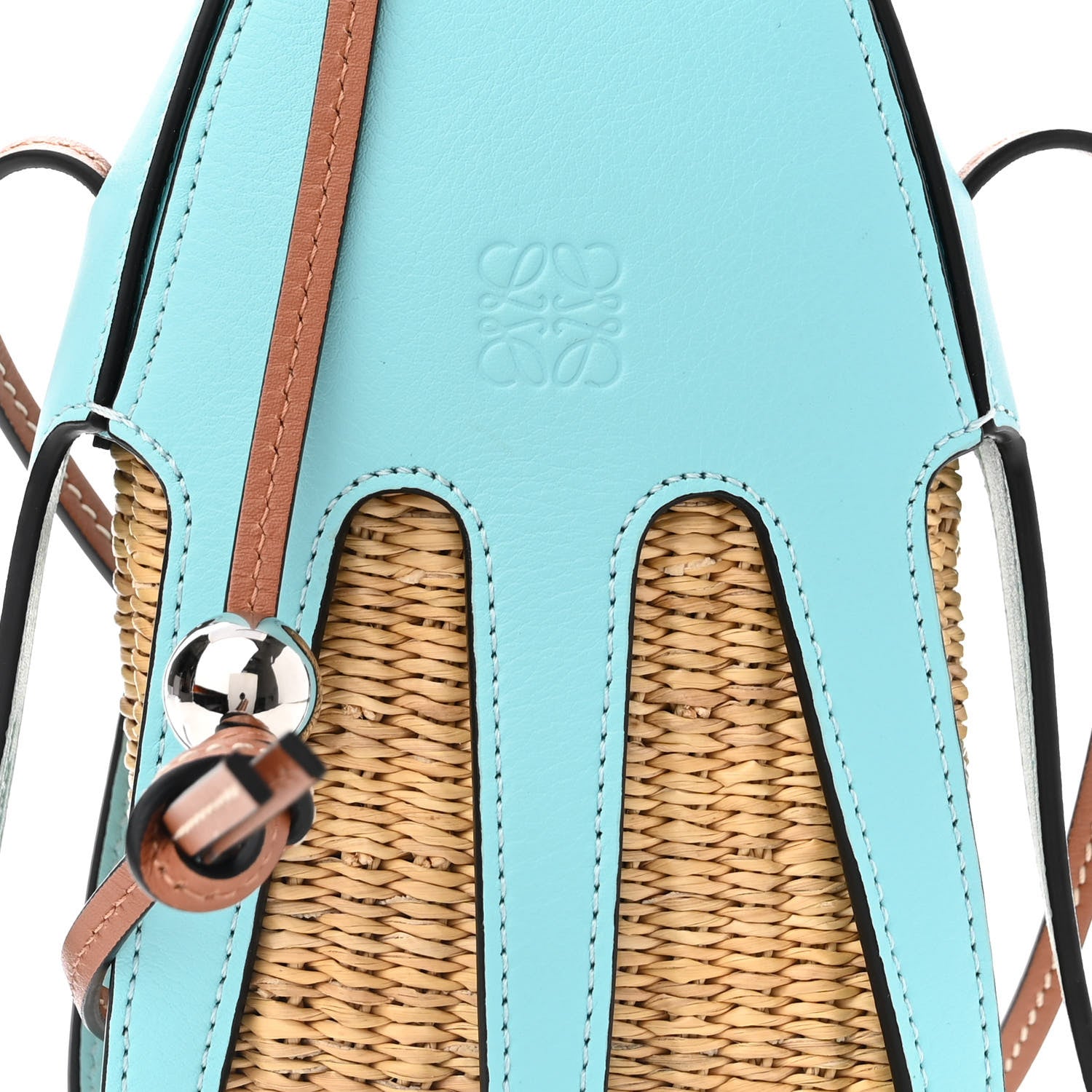 Loewe Calfskin Wicker Paula's Ibiza Octopus Mini Crossbody Natural Blue 6 of 8