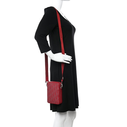 Christian Dior Calfskin Oblique Galaxy Perforated World Tour Messenger Pouch Red White 2 of 10
