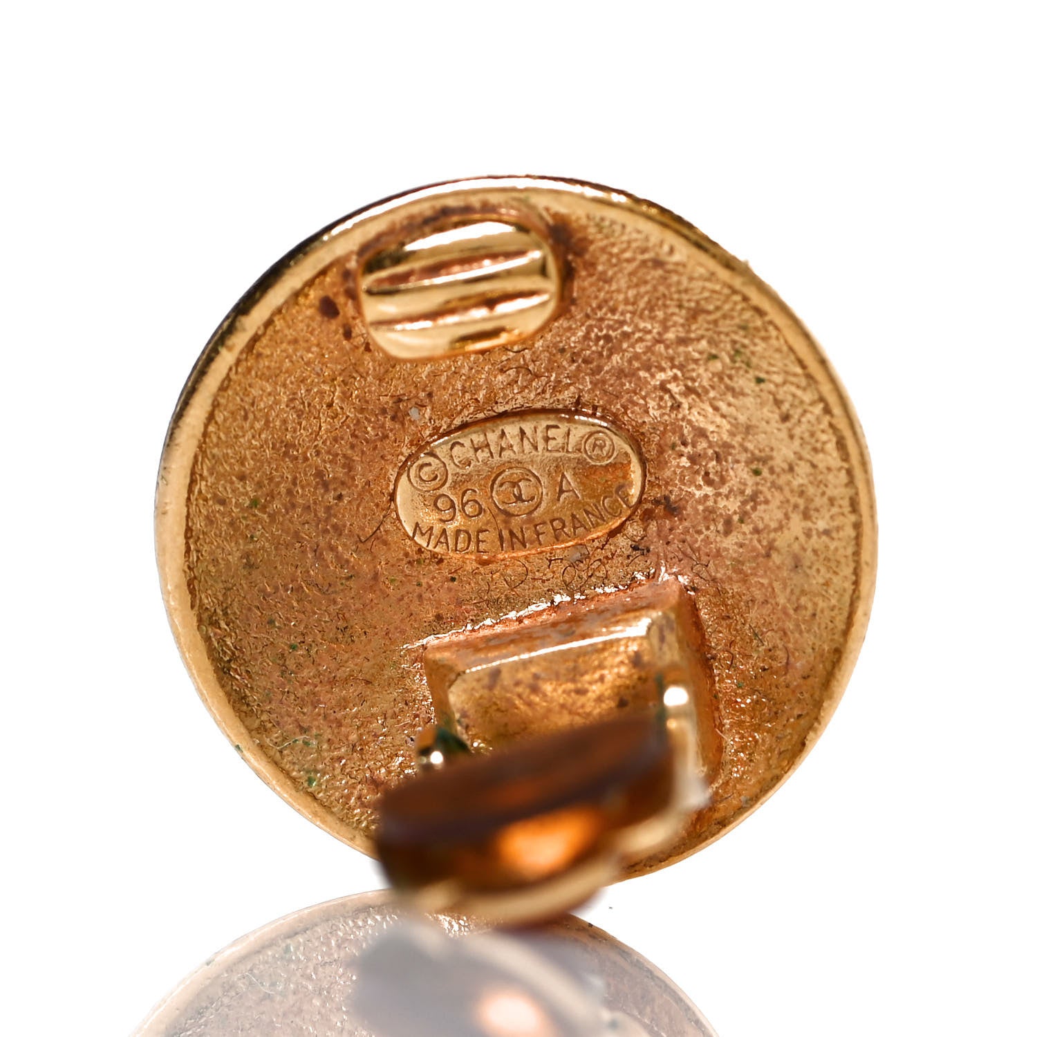 Chanel CC Crown Clip On Earrings Gold 4 of 4