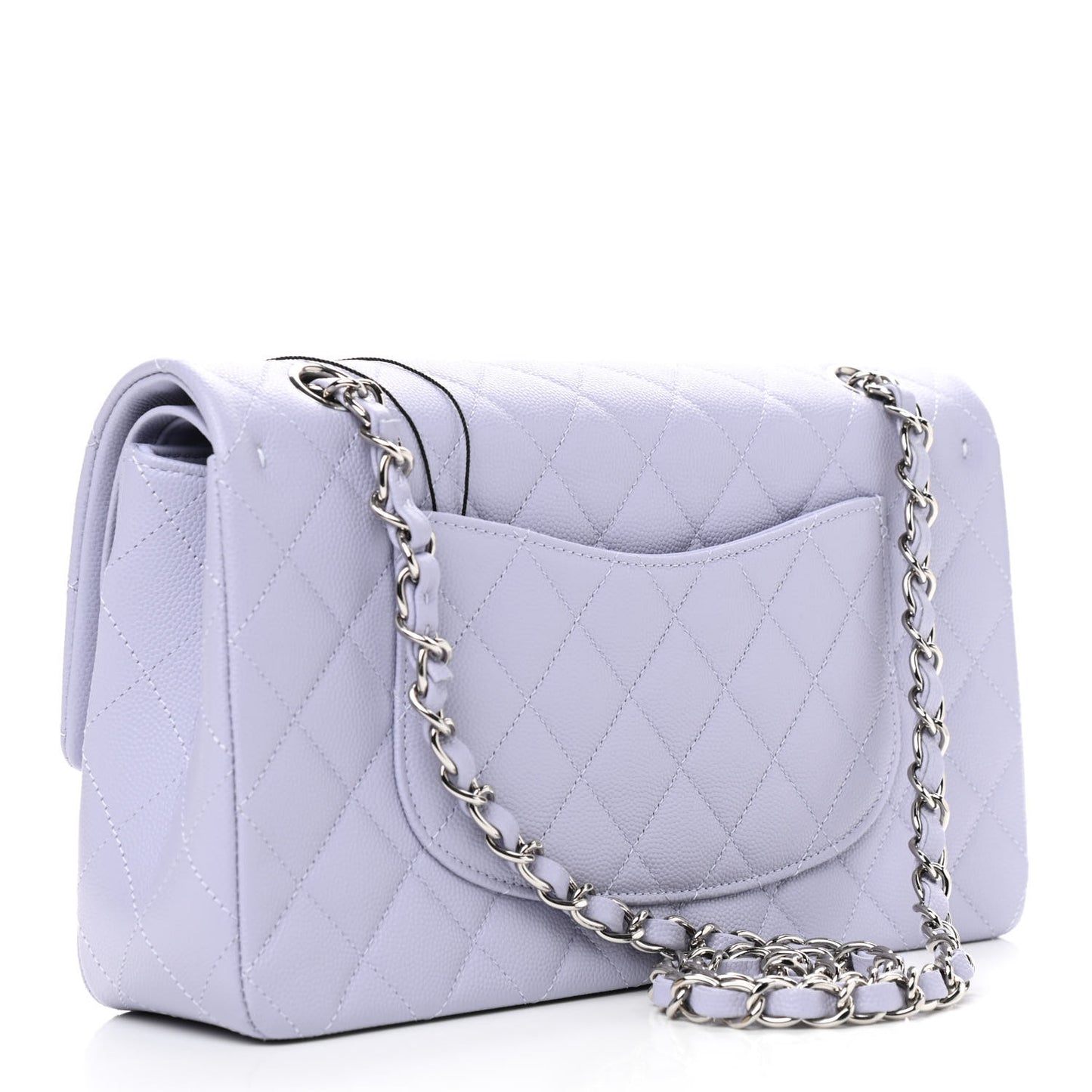 Caviar Quilted Medium Double Flap Light Purple