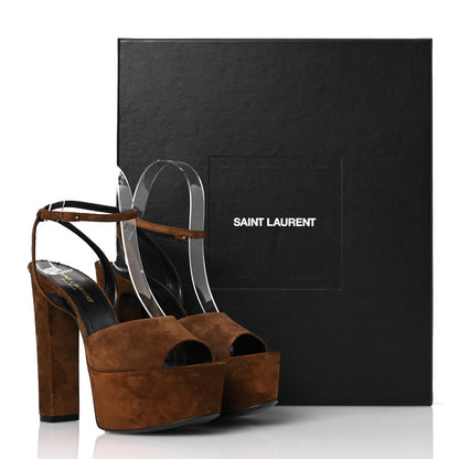 Saint Laurent Suede Jodie 95 Tanouk Platform Sandals 36.5 Land 12 of 12