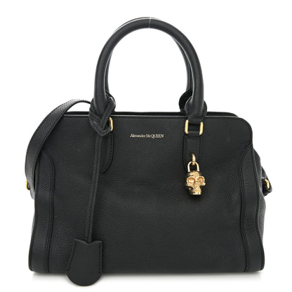 Alexander McQueen Pebbled Calfskin Small Skull Padlock Zip Around Tote Black 1 of 19