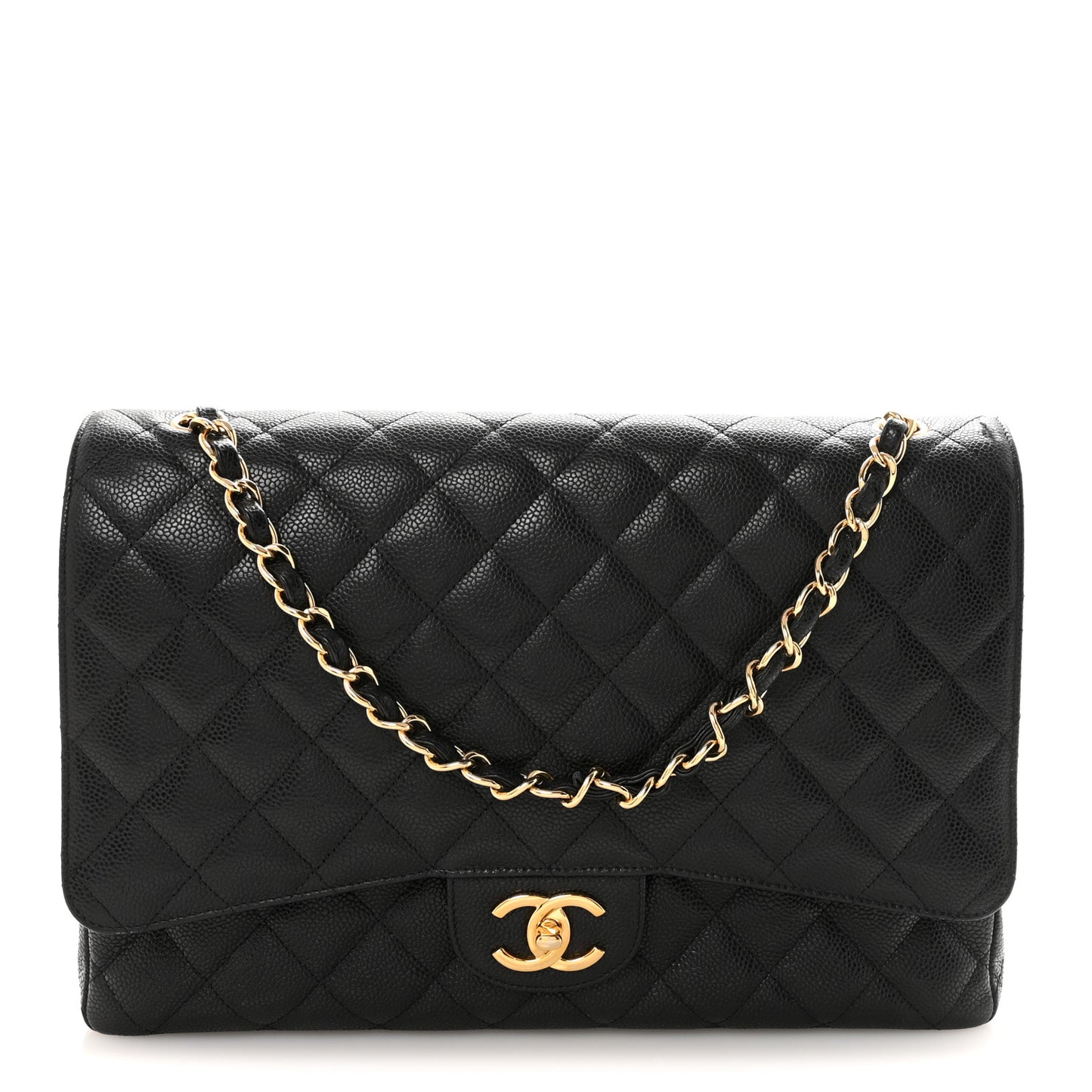 Caviar Quilted Maxi Double Flap Black