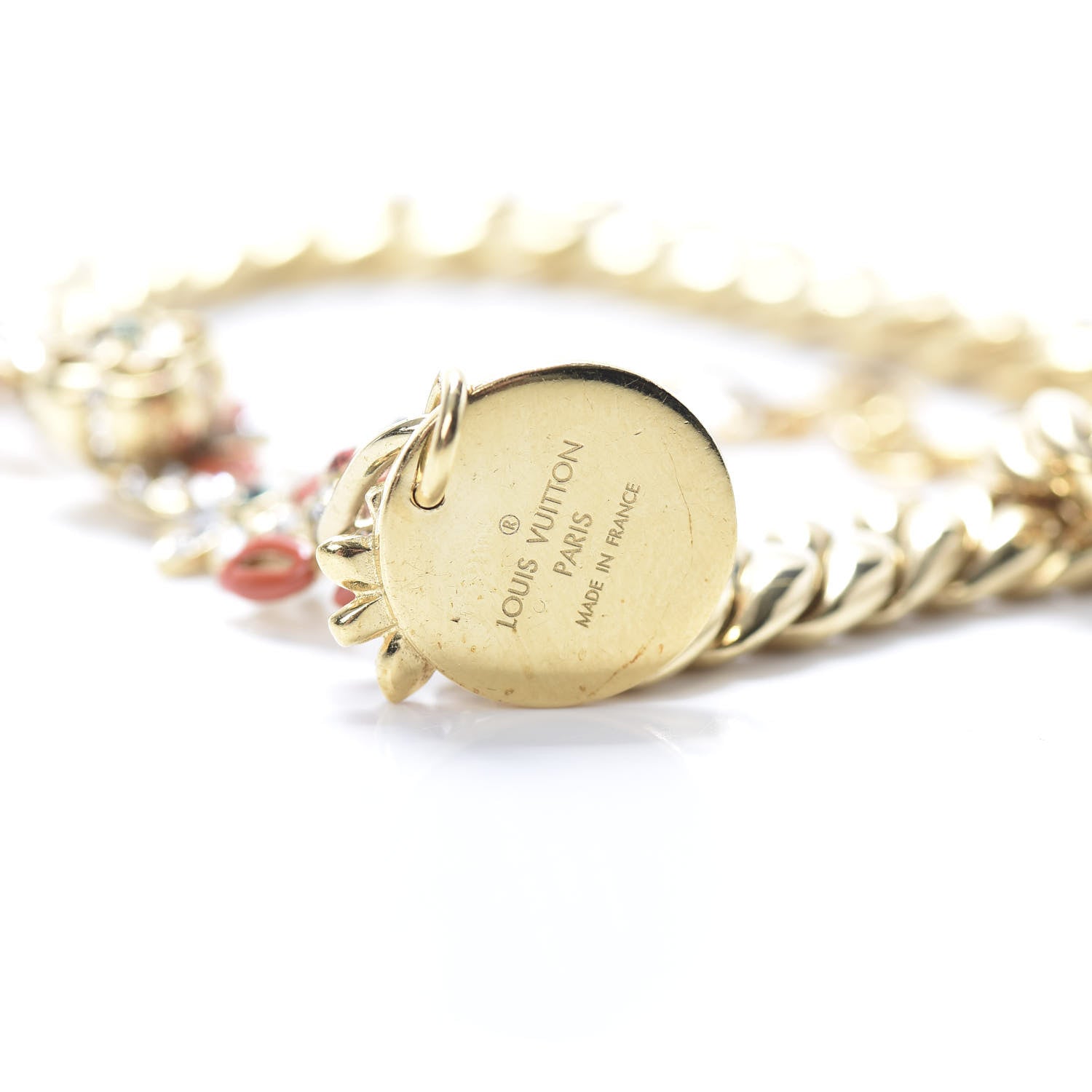 Louis Vuitton Metal Enamel Crystal Miss Windsor Chain Necklace Gold 5 of 5