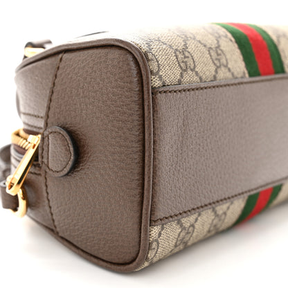 Gucci GG Supreme Monogram Textured Dollar Calfskin Web Mini Ophidia Top Handle Bowler Bag Beige Ebony New Acero 9 of 14