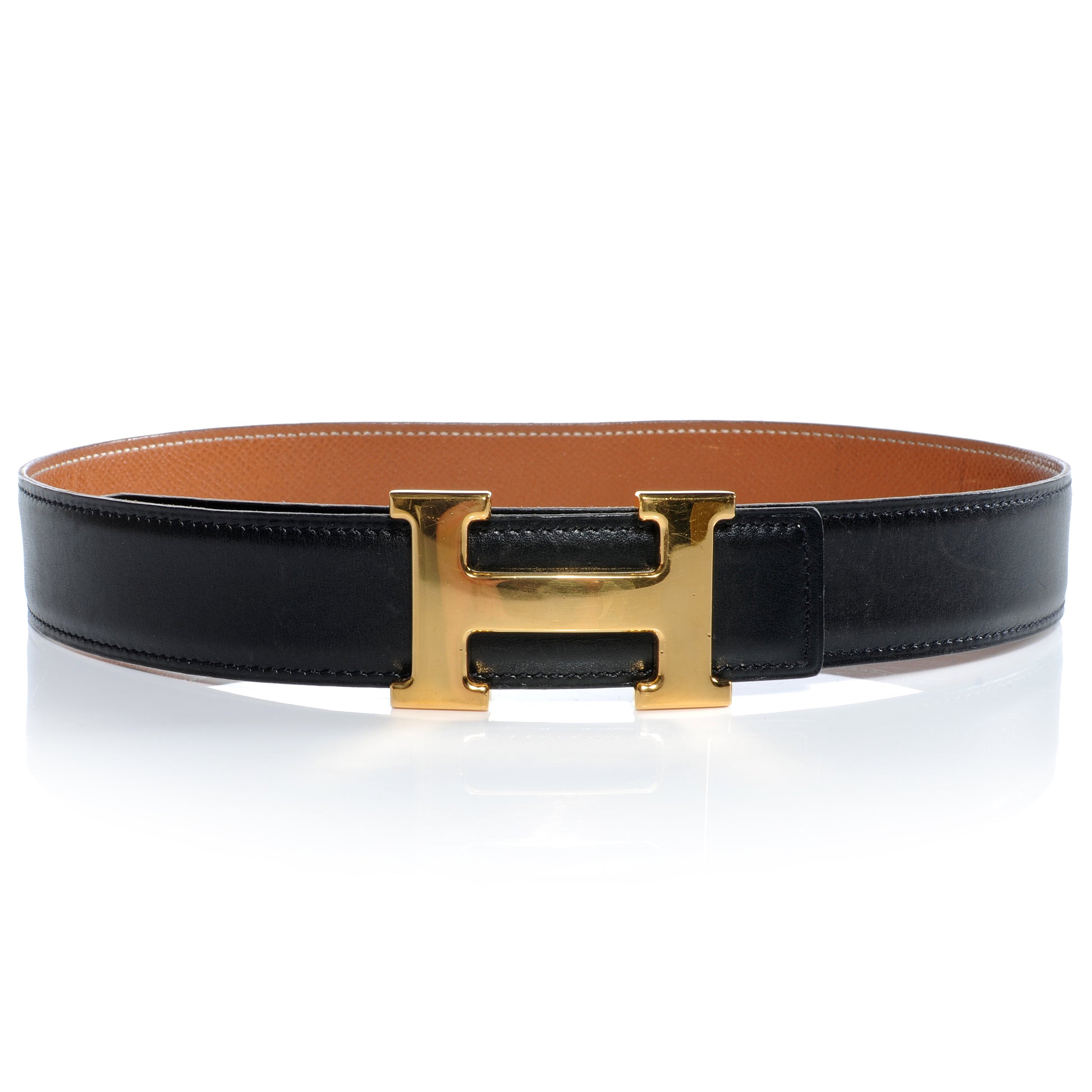 Hermes Box Courchevel 32mm H Belt 65 Black Gold 1 of 7