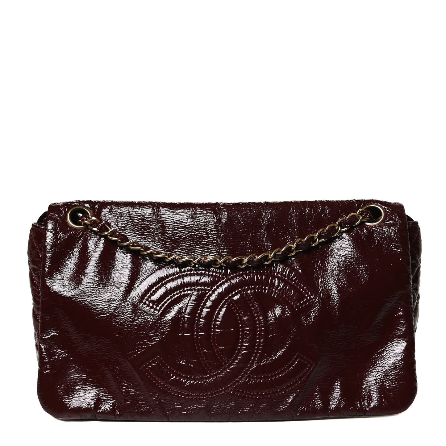Vinyl Rock and Chain Medium Flap Bordeaux
