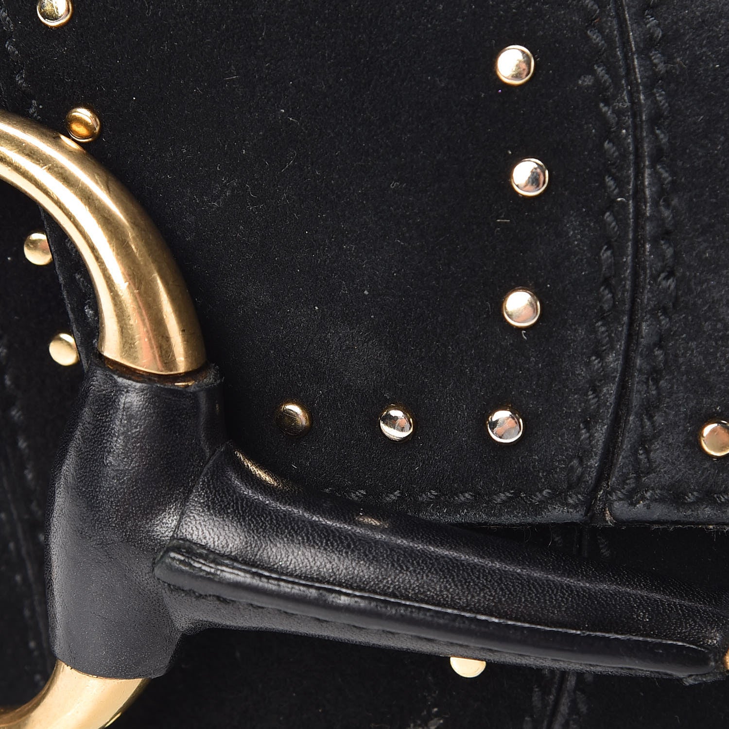 Gucci Suede Studded Horsebit Clutch Bag Black 24 of 24