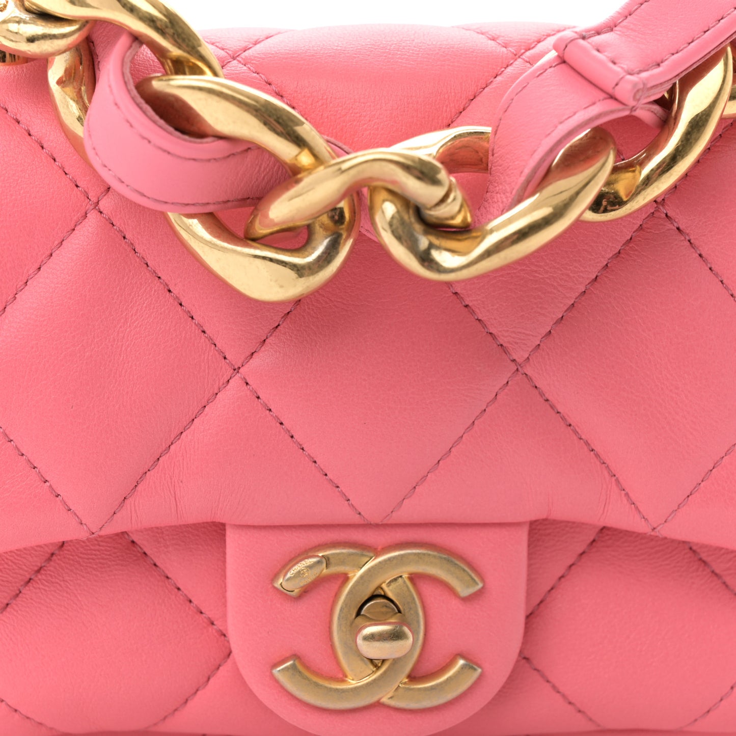 Lambskin Quilted Mini Funky Town Flap Pink