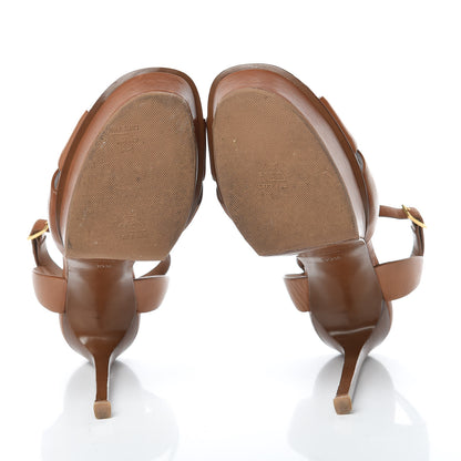 Saint Laurent Calfskin Bianca 105 Platform Sandals 39.5 Caramel 7 of 17