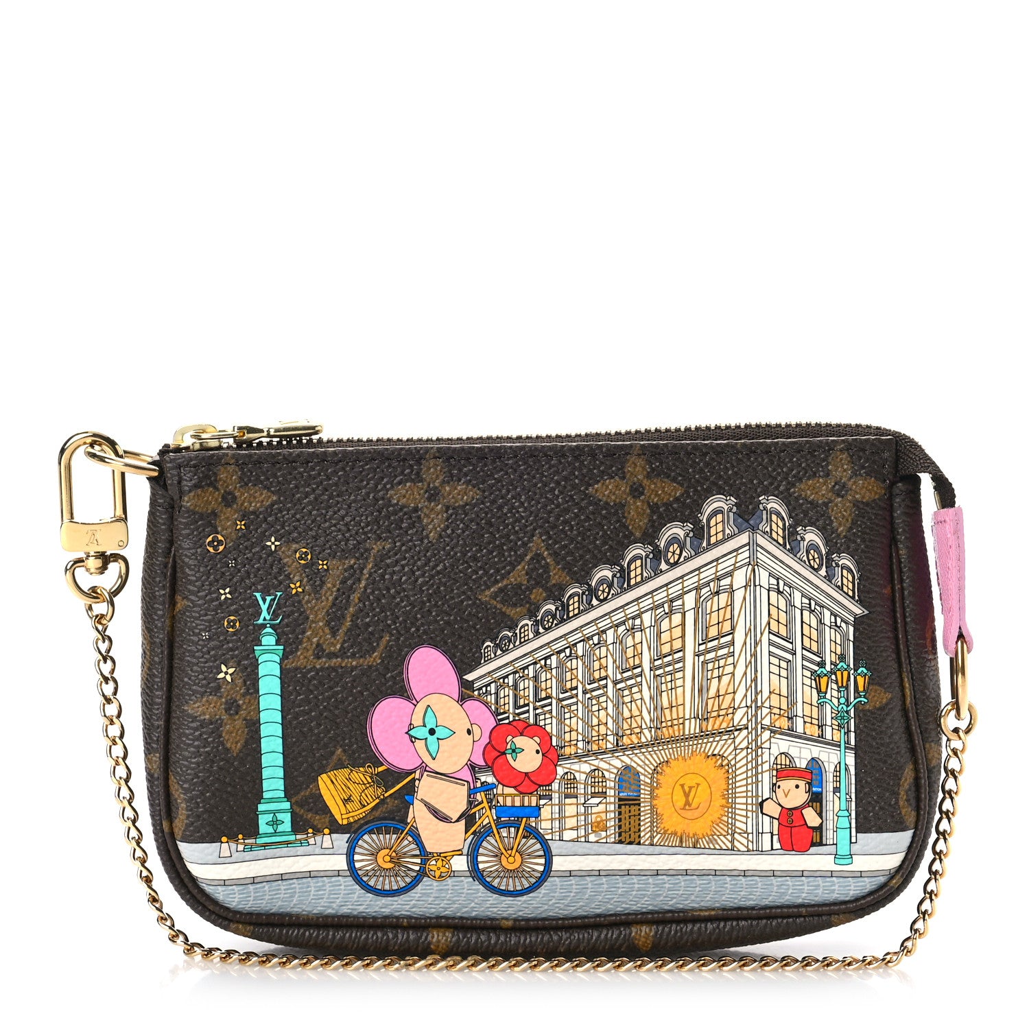 Louis Vuitton Monogram 2022 Christmas Animation Paris Mini Pochette Accessories Pink 1 of 9
