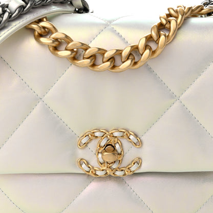 Chanel Iridescent Calfskin Quilted Medium Chanel 19 Flap White 8 of 11