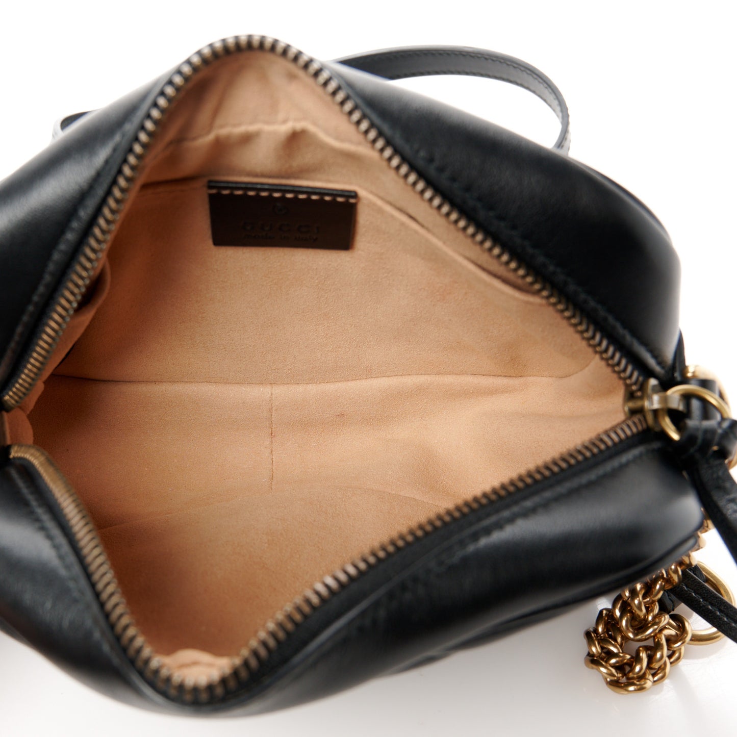 Calfskin Matelasse Mini GG Marmont Chain Shoulder Bag Black
