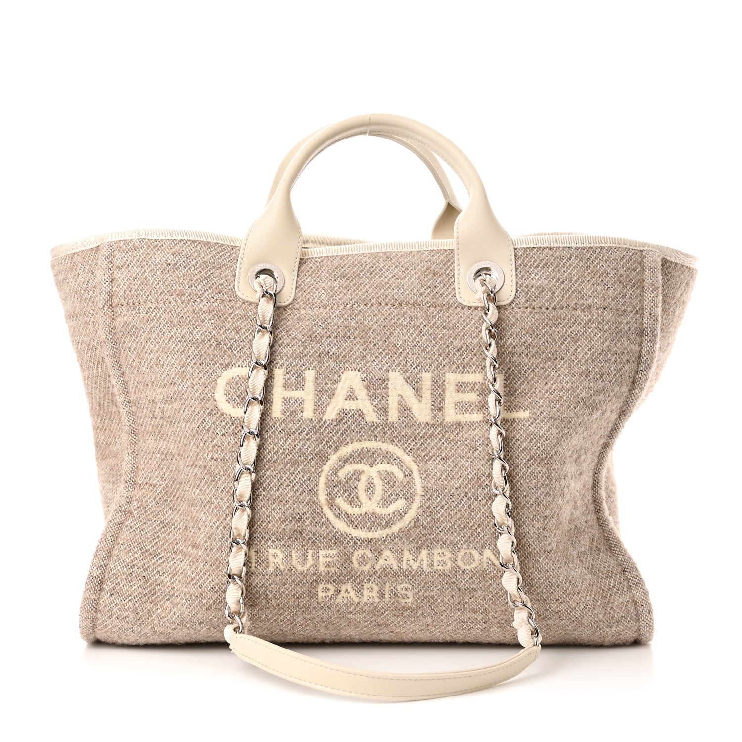 Chanel Mixed Fibers Calfskin Medium Deauville Tote Beige 1 of 11