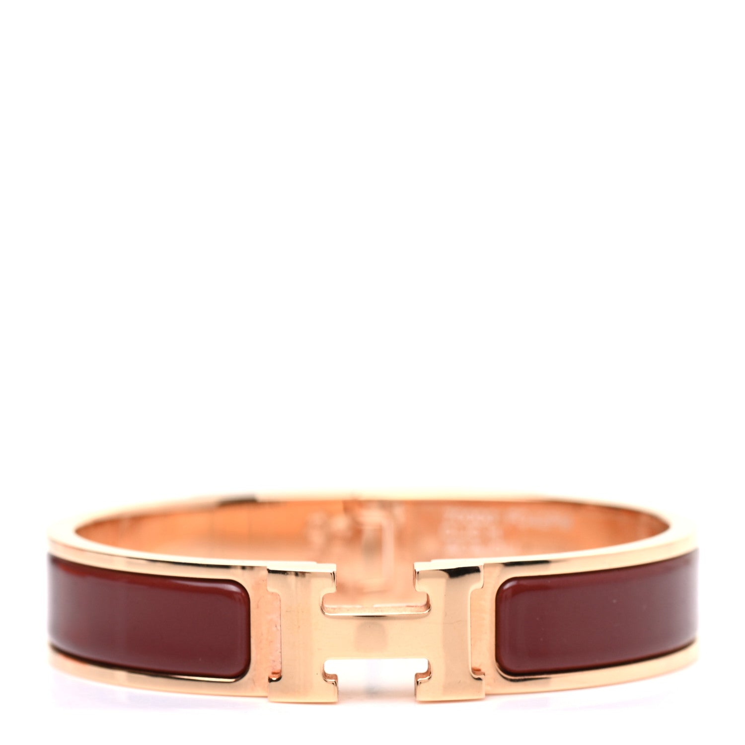 Hermes Enamel Narrow Clic Clac H Bracelet PM Acajou 1 of 4