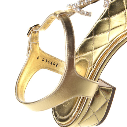 Chanel Goatskin Fantasy CC Pearl Thong Sandals 37 Gold 8 of 9