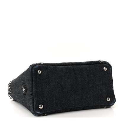 Prada Canapa Denim Crystal Rivet Studded Tote Avio 4 of 9