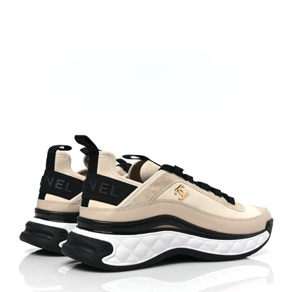Chanel Velvet Calfskin Mixed Fibers CC Sneakers 40 Beige 4 of 9