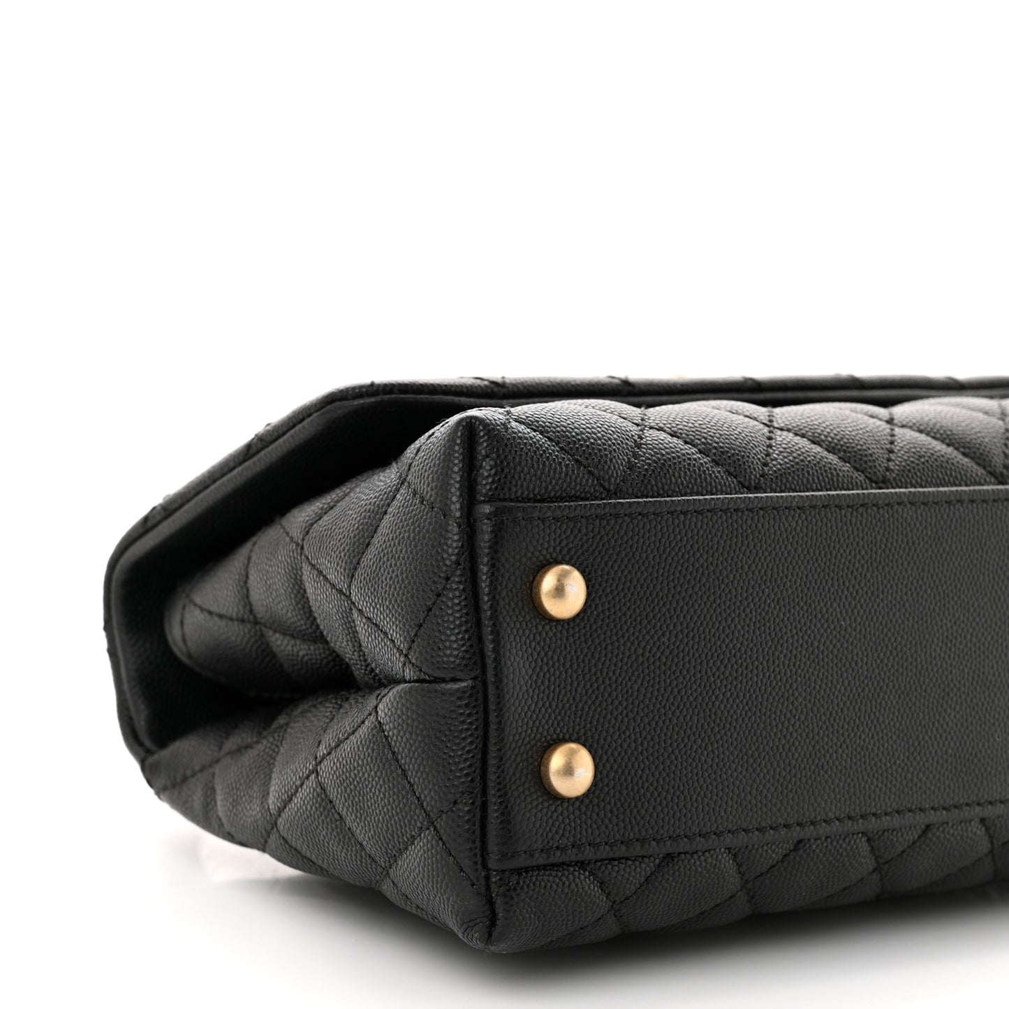 Caviar Lizard Quilted Mini Coco Handle Flap Black