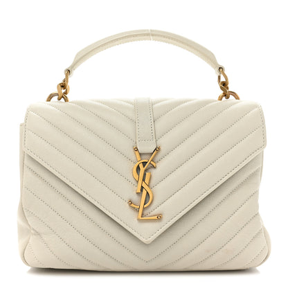 Saint Laurent Sheepskin Matelasse Chevron Monogram Medium College Bag Crema Soft 1 of 14
