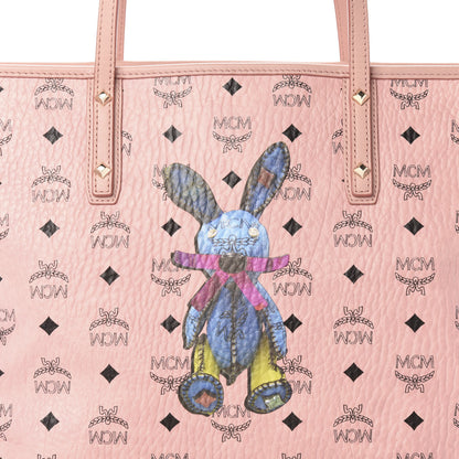 MCM Visetos Medium Rabbit Top Zip Shopper Tote Light Pink 10 of 10