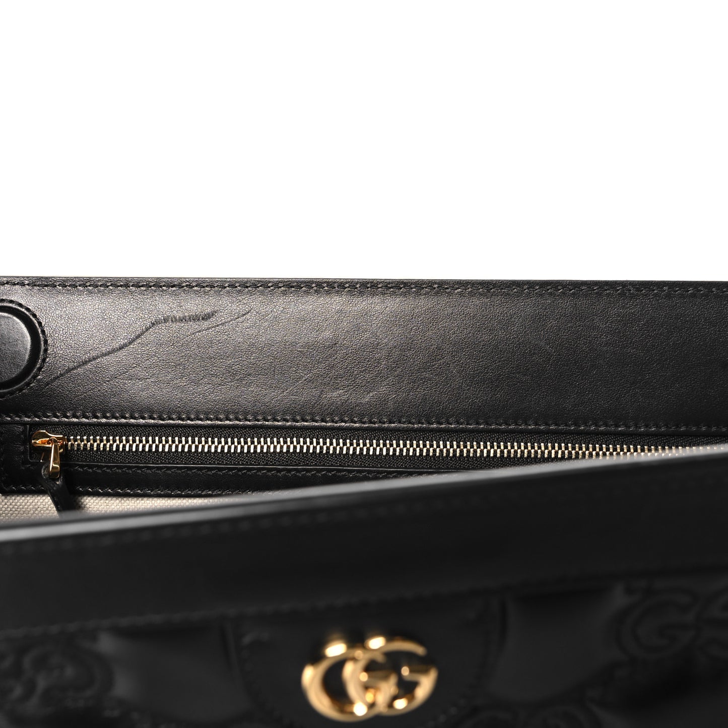 Calfskin GG Matelasse Large Slim Chain Shoulder Bag Black Natural