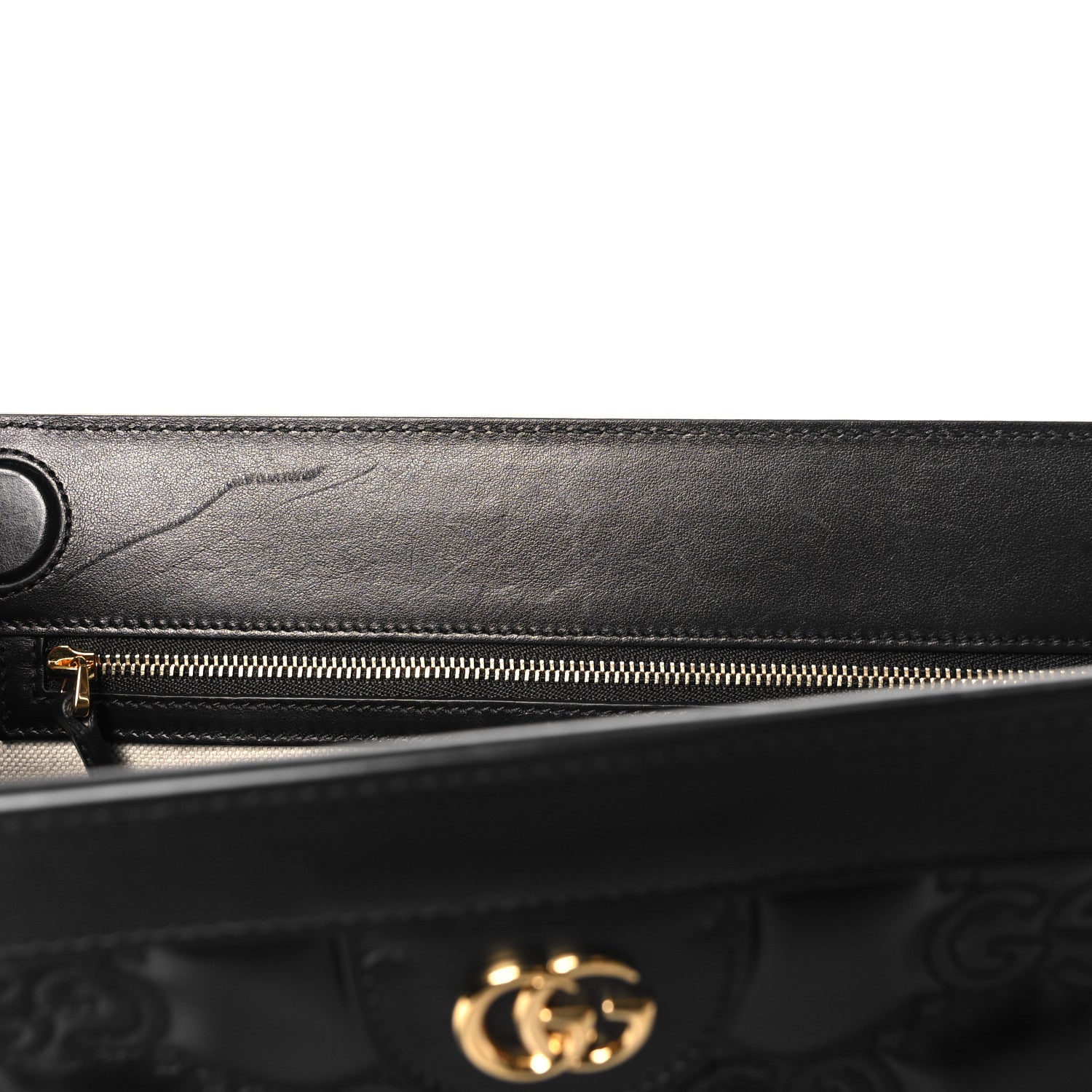 Gucci Calfskin GG Matelasse Large Slim Chain Shoulder Bag Black Natural 11 of 12