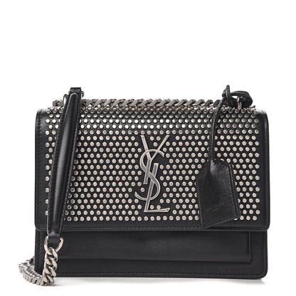 Saint Laurent Calfskin Studded Small Monogram Sunset Black 1 of 12