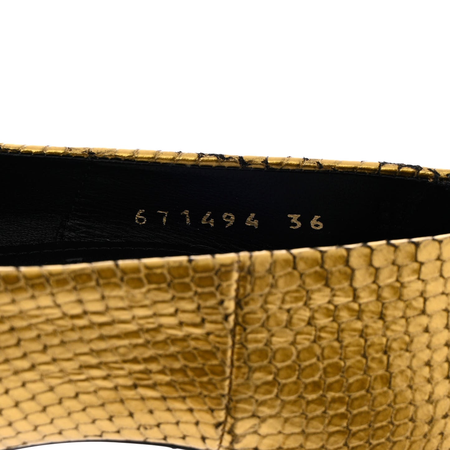 Metallic Calfskin Snakeskin Embossed Essex 110mm Pumps 36 Gold