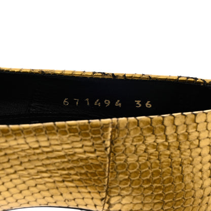 Balenciaga Metallic Calfskin Snakeskin Embossed Essex 110mm Pumps 36 Gold 6 of 11