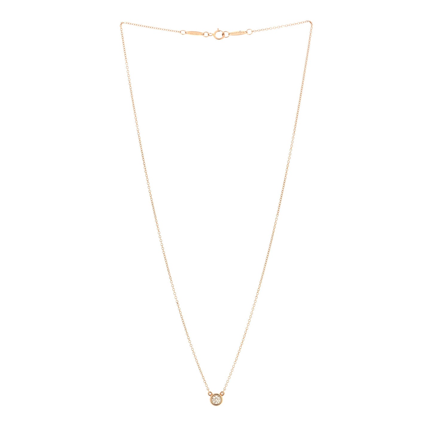 18K Rose Gold Diamond .17ct Elsa Peretti Diamonds by the Yard Pendant Necklace