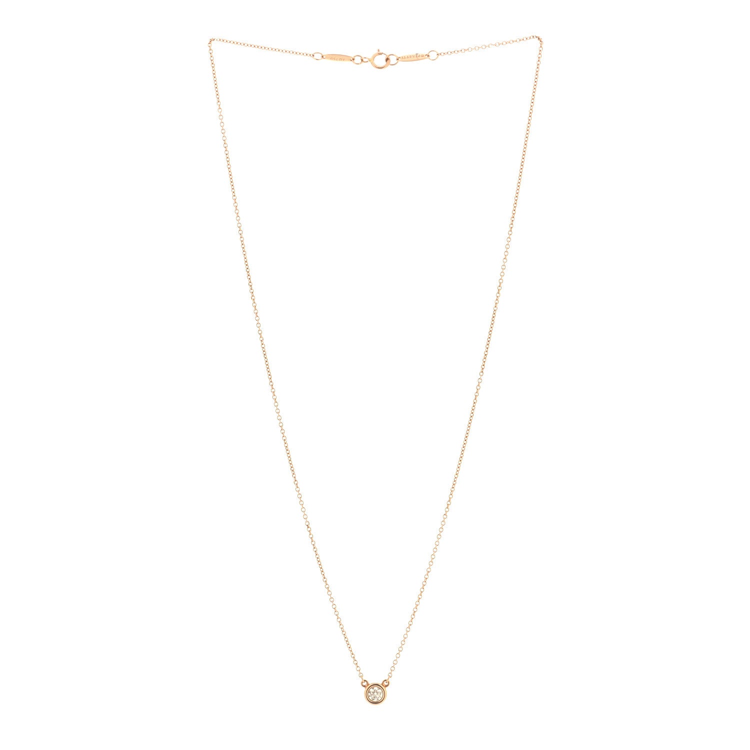 Tiffany 18K Rose Gold Diamond .17ct Elsa Peretti Diamonds by the Yard Pendant Necklace 2 of 6