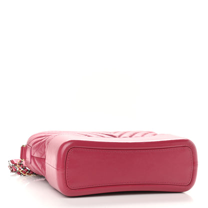Chanel Aged Calfskin Chevron Quilted Medium Gabrielle Hobo Dark Pink 4 of 9