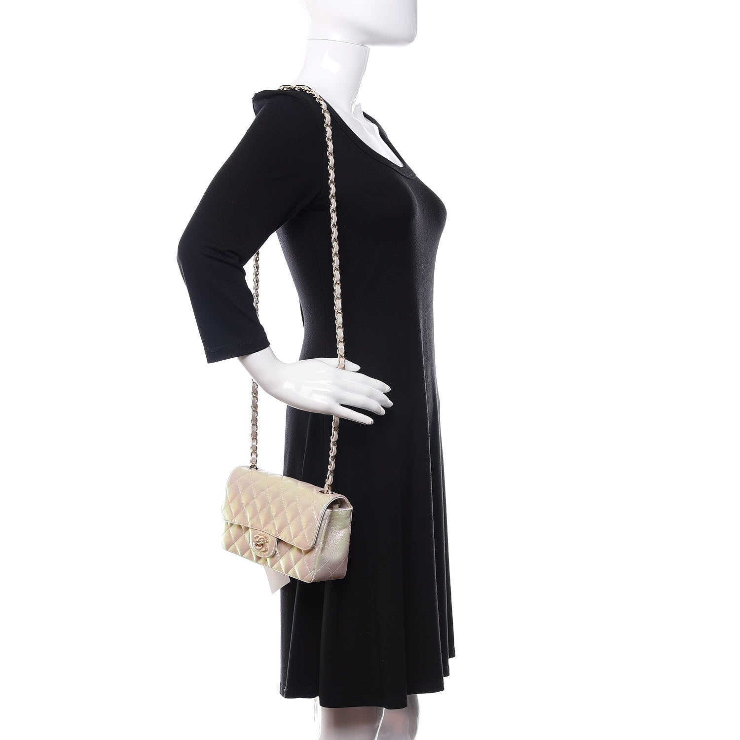 Chanel Iridescent Lambskin Quilted Mini Rectangular Flap Ivory 2 of 8