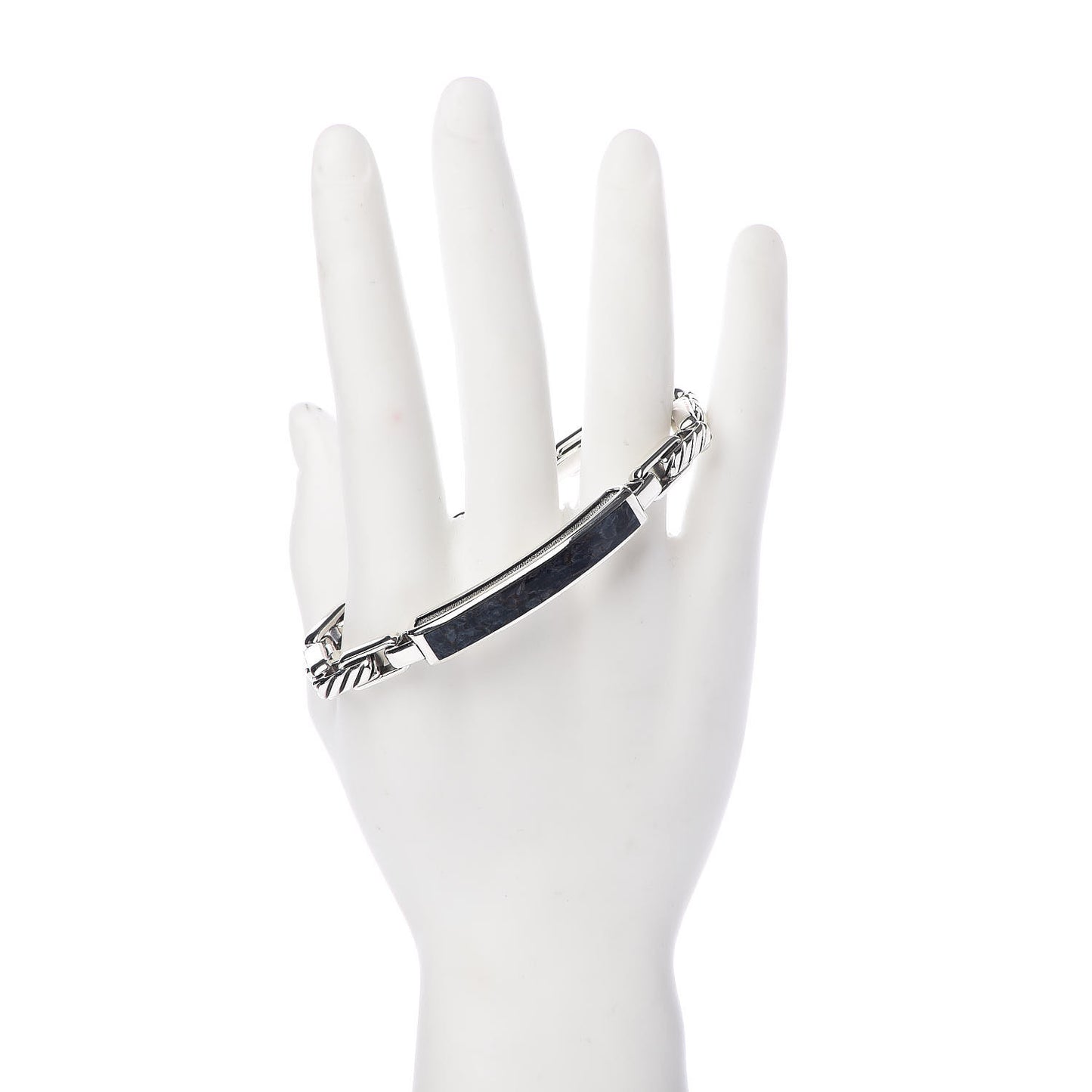 Sterling Silver Pietersite Mens Modern Cable ID Bracelet