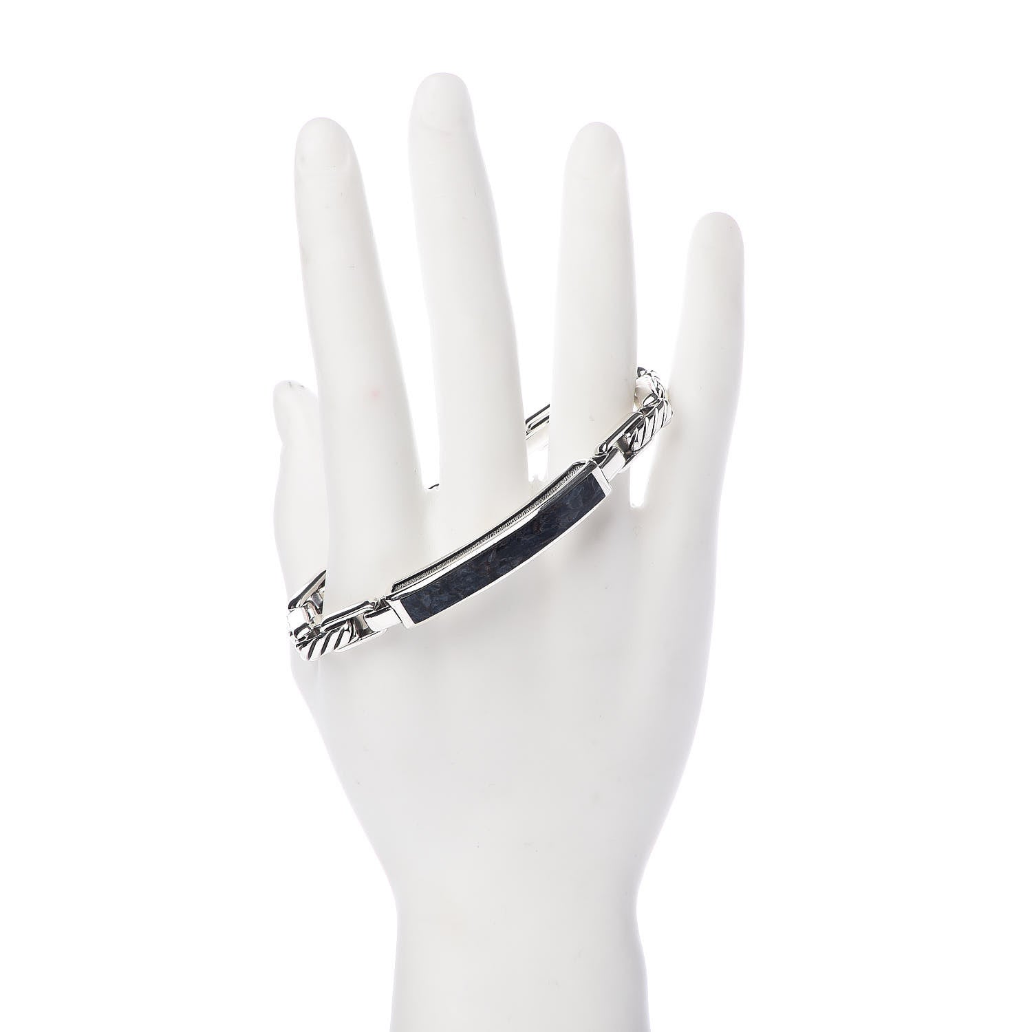 David Yurman Sterling Silver Pietersite Mens Modern Cable ID Bracelet 2 of 5