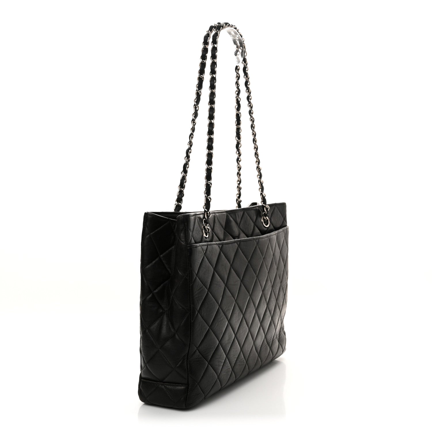 Chanel Lambskin Quilted Shopping Tote Black 3 of 11