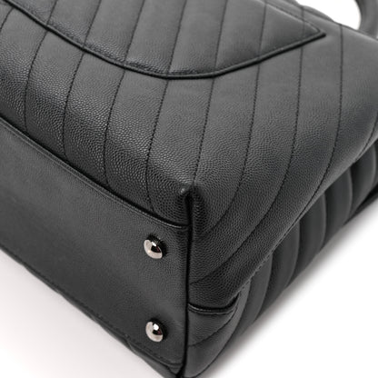 Chanel Caviar Chevron Quilted Medium Coco Handle Flap Black 11 of 12