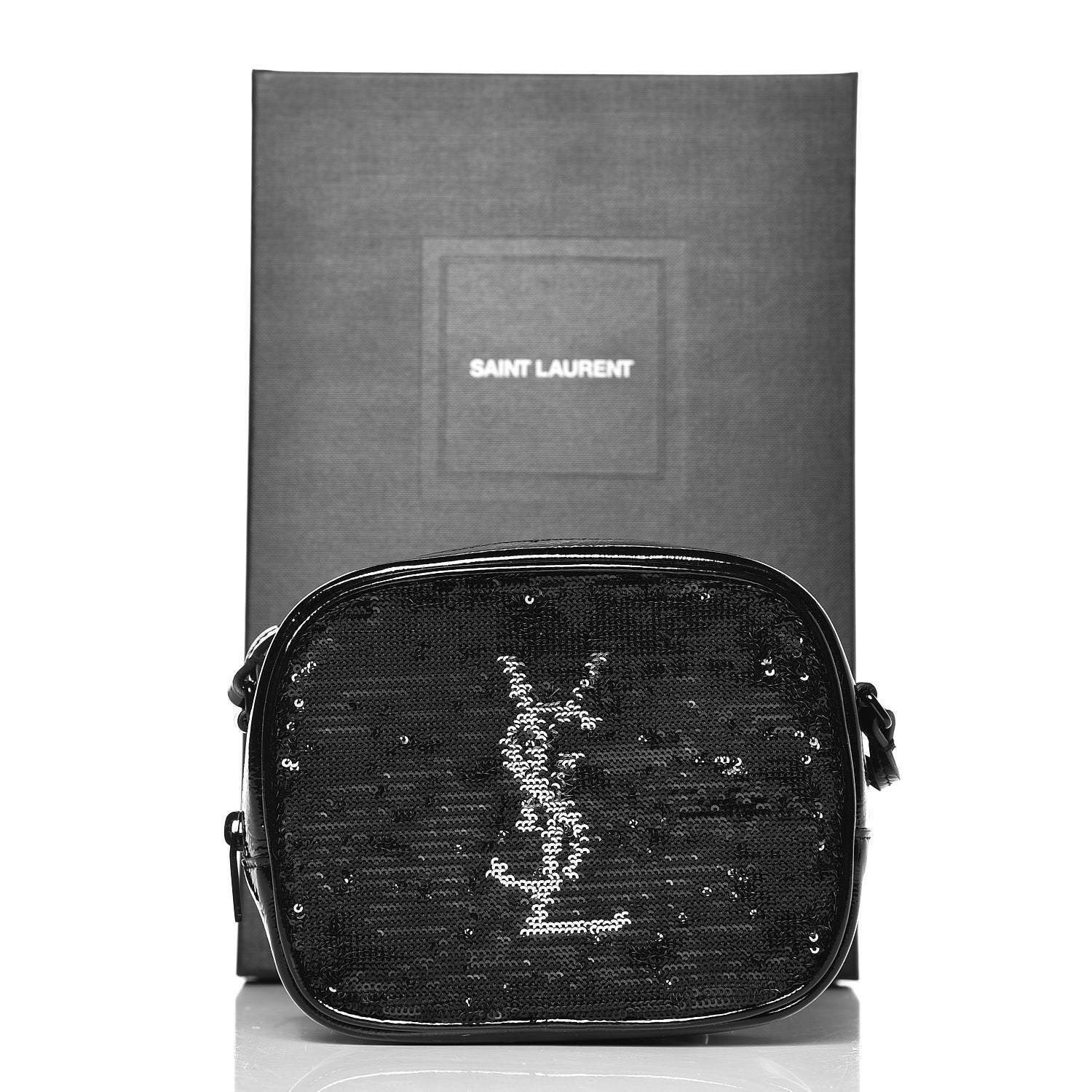 Saint Laurent Sequin Patent Monogram Blogger Bag Black 6 of 6