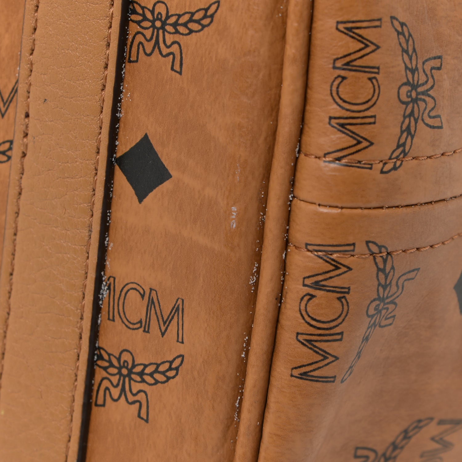 MCM Visetos Medium Liz Reversible Shopper Tote Cognac 16 of 17